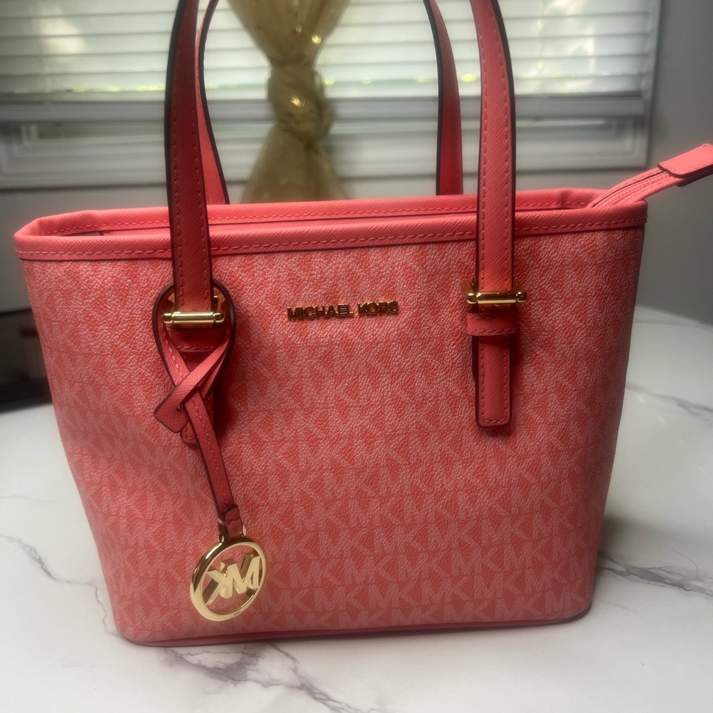 Michael Kors Pink Tote Bag with Gold Accents